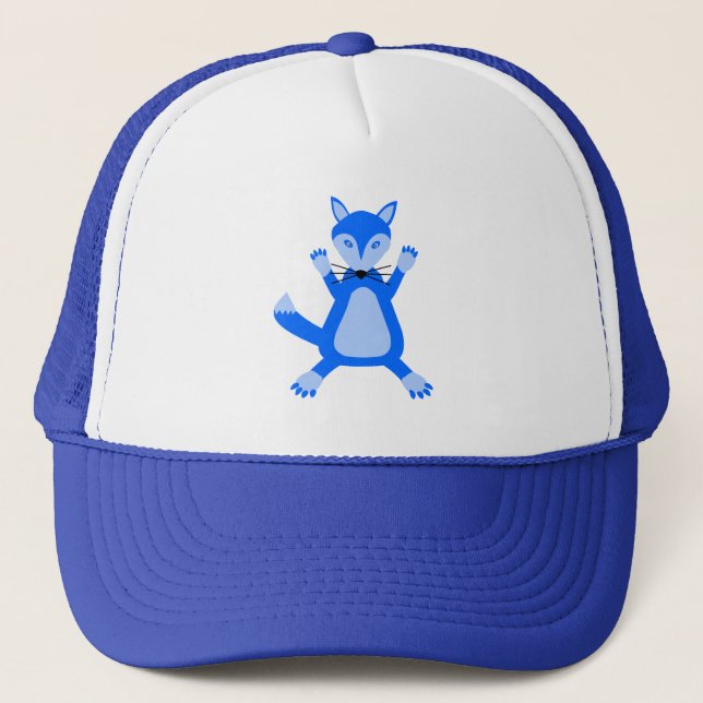 Cute Blue Baby Boy Fox Trucker Hat (Front)