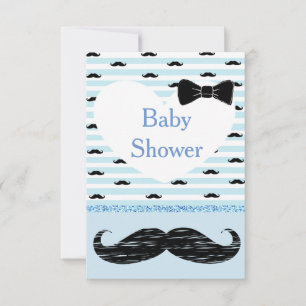 Cute Blue Baby Boy Moustache Baby Shower Invitatio Invitation