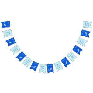 Cute Blue Baby Boy Narwhal Baby Shower Custom Bunting