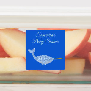Cute Blue Baby Boy Narwhal Custom Baby Shower