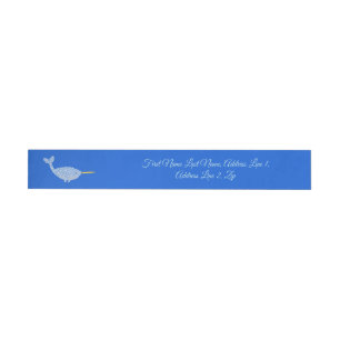 Cute Blue Baby Boy Narwhal Custom Wraparound Address Label