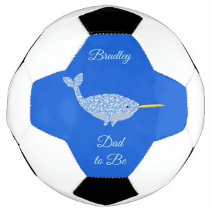 Cute Blue Baby Boy Narwhal Dad to Be Custom Football