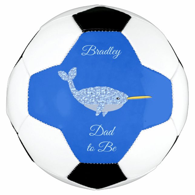 Cute Blue Baby Boy Narwhal Dad to Be Custom Football (Front)