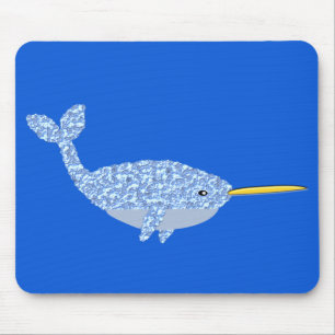 Cute Blue Baby Boy Narwhal Mouse Mat