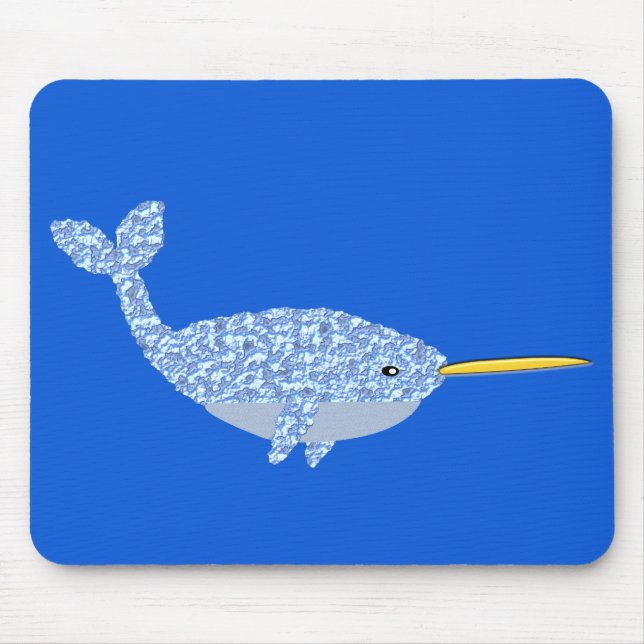 Cute Blue Baby Boy Narwhal Mouse Mat (Front)