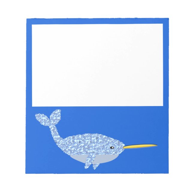 Cute Blue Baby Boy Narwhal Notepad (Front)