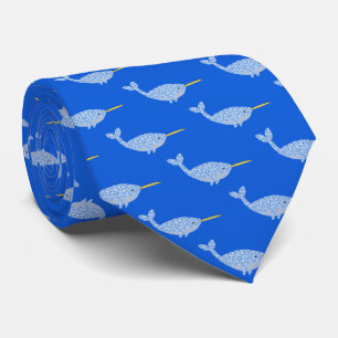 Cute Blue Baby Boy Narwhal Patterned Tie