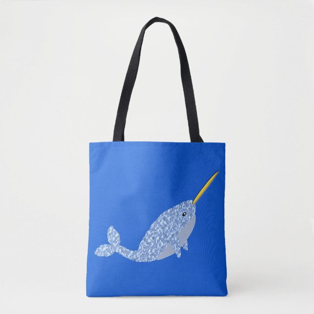 Cute Blue Baby Boy Narwhal Patterned Tote Bag (Front)
