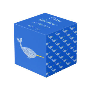 Cute Blue Baby Boy Narwhal Photo Upload Custom Cube