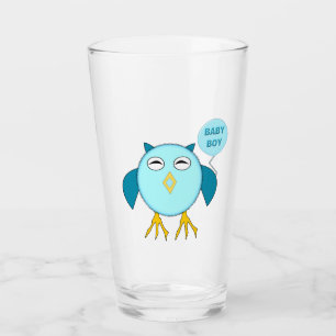 Cute Blue Baby Boy Owl Glass