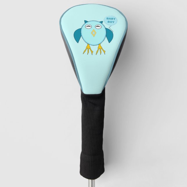 Cute Blue Baby Boy Owl Golf Driver Cover (Front)