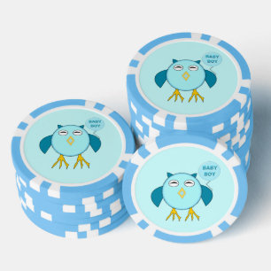 Cute Blue Baby Boy Owl Poker Chips