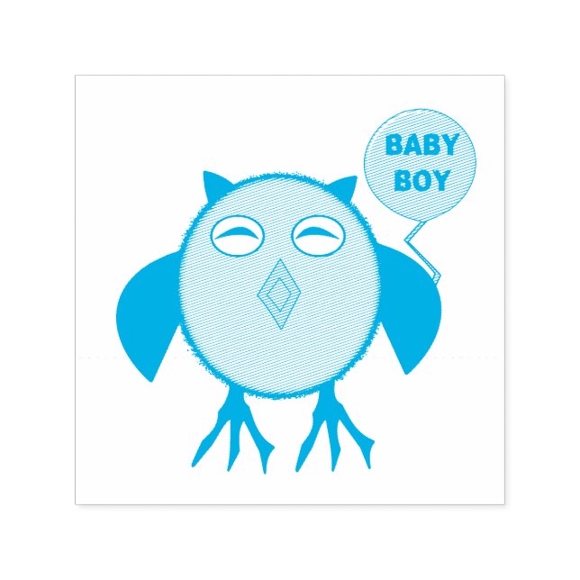 Cute Blue Baby Boy Owl Self Inking Stamp (Design)