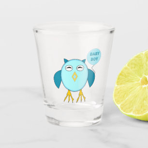 Cute Blue Baby Boy Owl Shot Glass