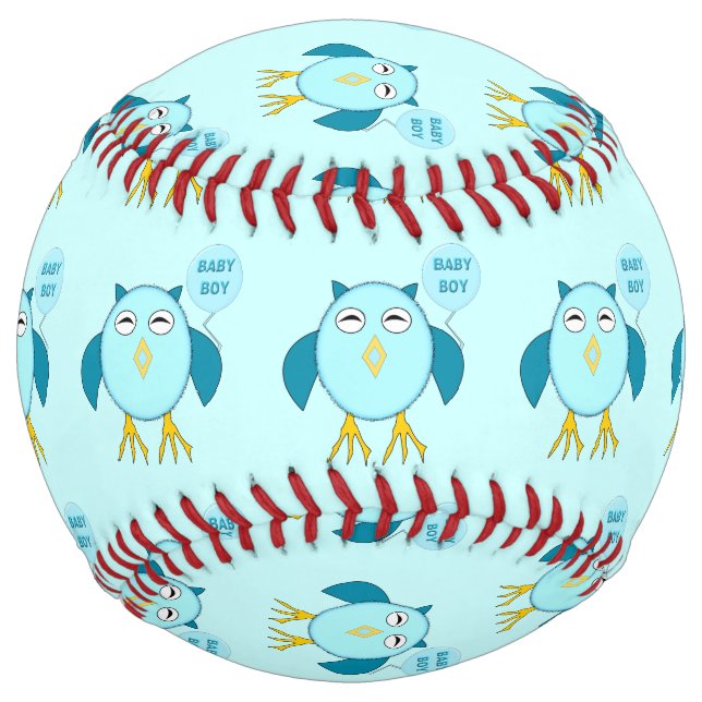 Cute Blue Baby Boy Owl Softball (Front)