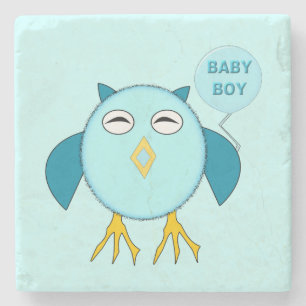 Cute Blue Baby Boy Owl Stone Coaster