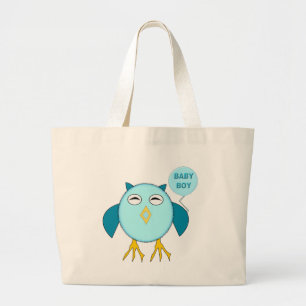 Cute Blue Baby Boy Owl Tote Bag