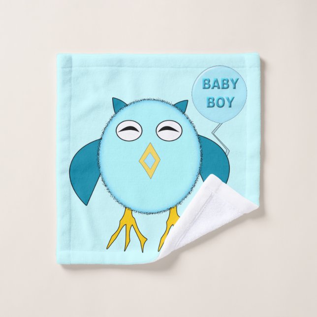 Cute Blue Baby Boy Owl Wash Cloth (Wash Cloth)