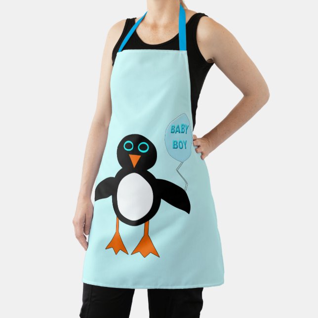 Cute Blue Baby Boy Penguin Apron (Insitu)