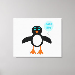 Cute Blue Baby Boy Penguin Canvas Print