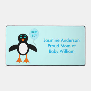 Cute Blue Baby Boy Penguin Custom Desk Mat