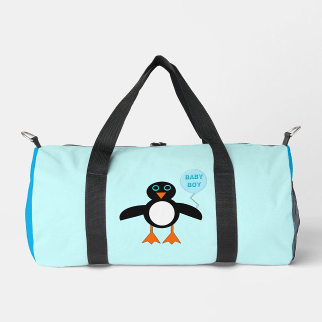 Cute Blue Baby Boy Penguin Diaper Bag (Front)