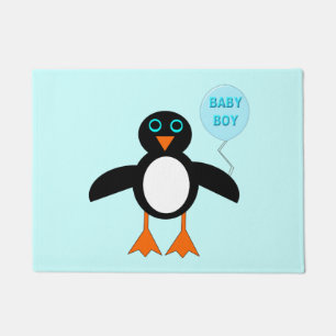 Cute Blue Baby Boy Penguin Doormat