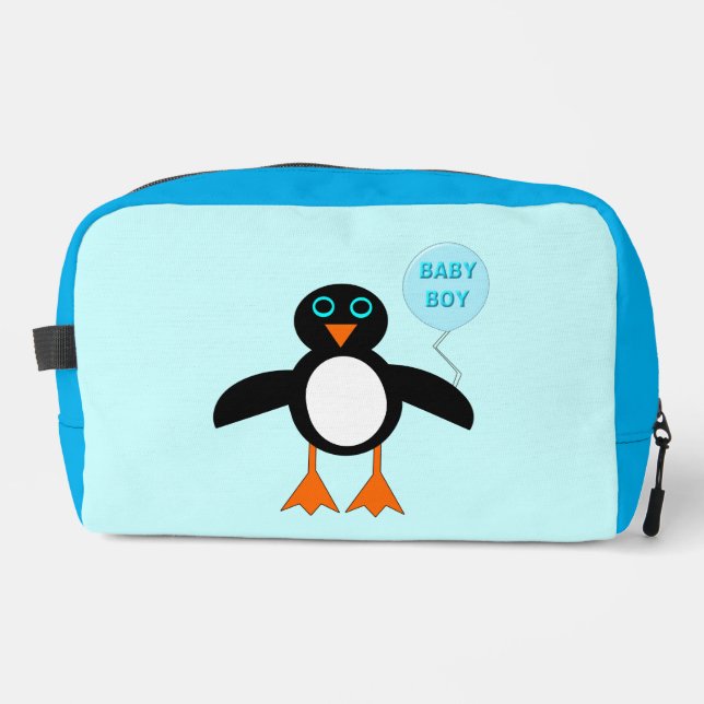 Cute Blue Baby Boy Penguin Dopp Kit (Front)