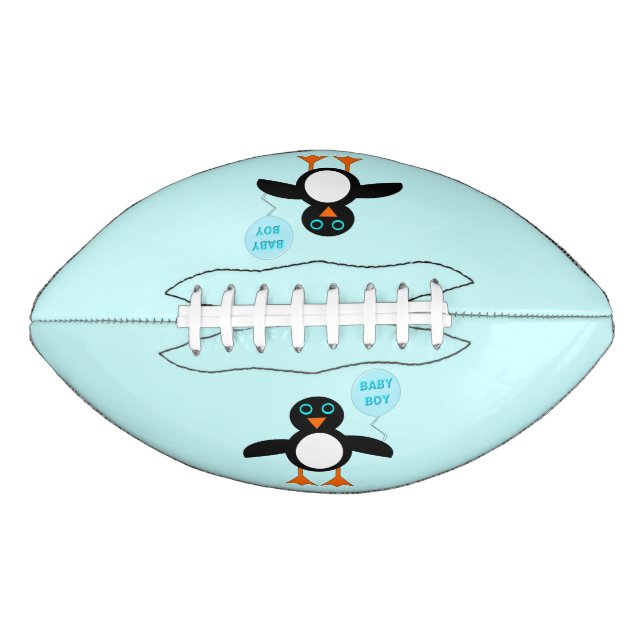 Cute Blue Baby Boy Penguin Football American Football (Front)