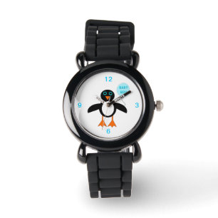 Cute Blue Baby Boy Penguin Glitter Watch