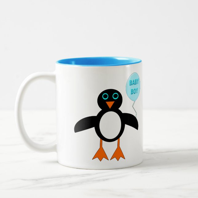 Cute Blue Baby Boy Penguin Mug (Left)