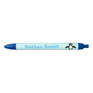 Cute Blue Baby Boy Penguin Personalised Pen