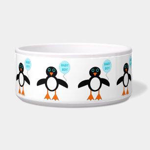 Cute Blue Baby Boy Penguin Pet Bowl