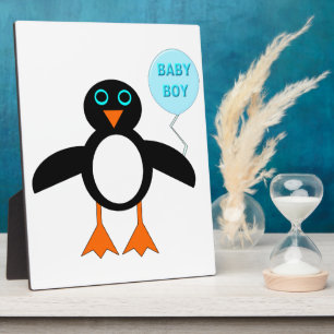 Cute Blue Baby Boy Penguin Plaque