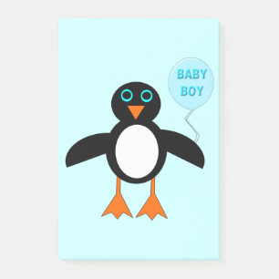 Cute Blue Baby Boy Penguin Post it notes Pad