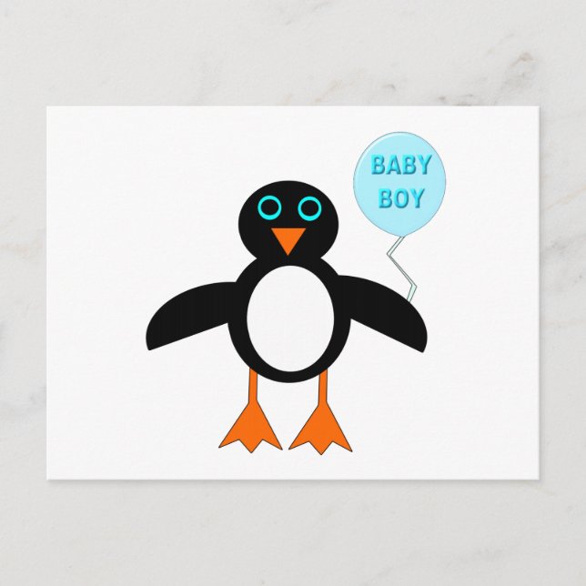 Cute Blue Baby Boy Penguin Postcard (Front)