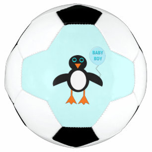 Cute Blue Baby Boy Penguin Soccer Ball