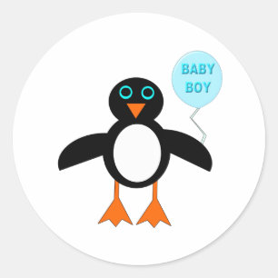 Cute Blue Baby Boy Penguin Stickers