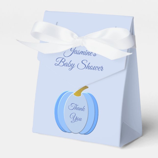 Cute Blue Baby Boy Pumpkin Custom Baby Shower Favour Box (Front Side)