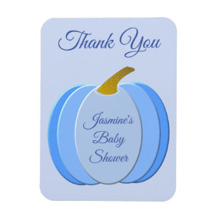 Cute Blue Baby Boy Pumpkin Custom Baby Shower Magnet