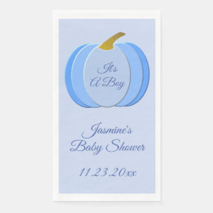 Cute Blue Baby Boy Pumpkin Custom Baby Shower Napkin
