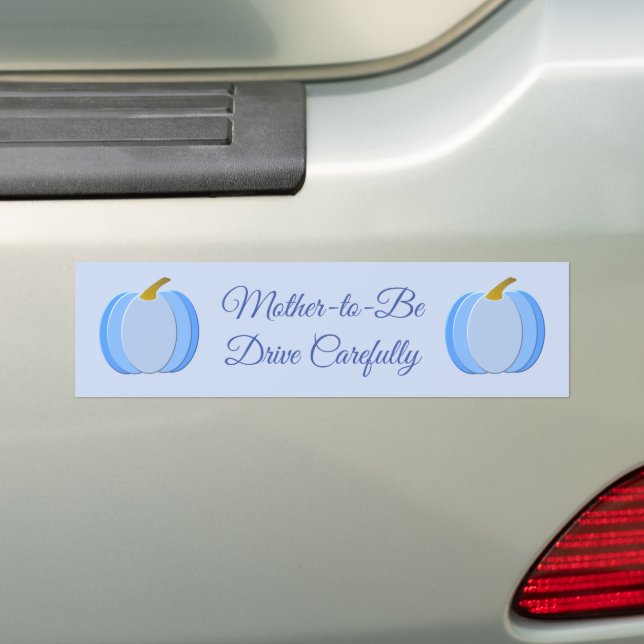 Cute Blue Baby Boy Pumpkin Custom Bumper Sticker (On Car)