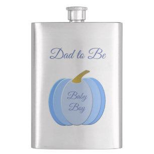 Cute Blue Baby Boy Pumpkin Custom Dad to Be Hip Flask