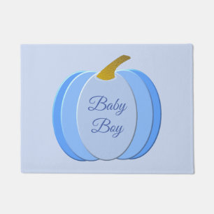 Cute Blue Baby Boy Pumpkin Custom Doormat