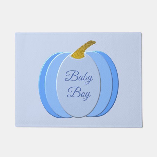 Cute Blue Baby Boy Pumpkin Custom Doormat (Front)