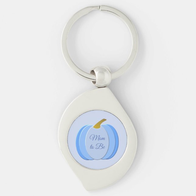 Cute Blue Baby Boy Pumpkin Custom Mum to Be Key Ring (Front)