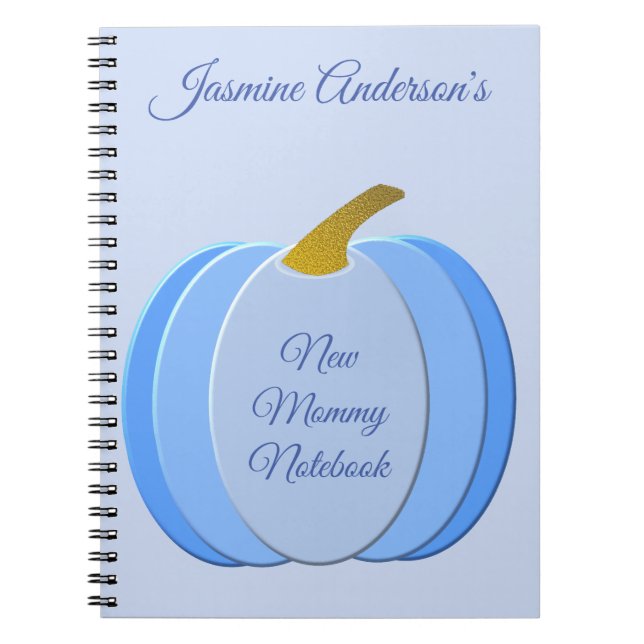 Cute Blue Baby Boy Pumpkin Custom New Mummy Notebook (Front)