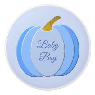 Cute Blue Baby Boy Pumpkin Custom Nursery Ceramic Knob