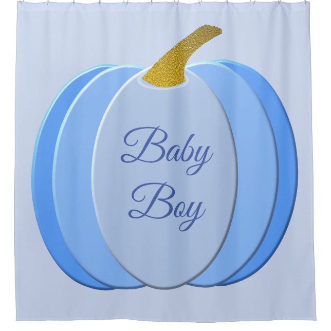 Cute Blue Baby Boy Pumpkin Custom Shower Curtain (Front)