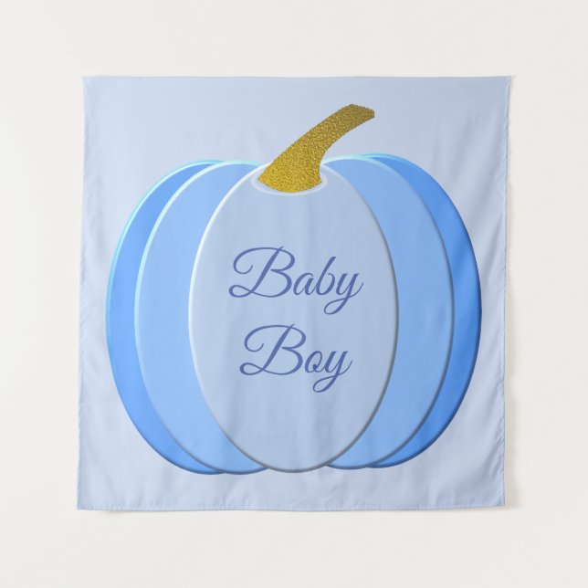 Cute Blue Baby Boy Pumpkin Custom Tapestry (Front)